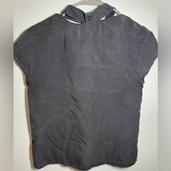 Anthropologie Cloth & Stone Choker Short Sleeve Black Blouse Size Extra Small XS - Picture 10 of 13